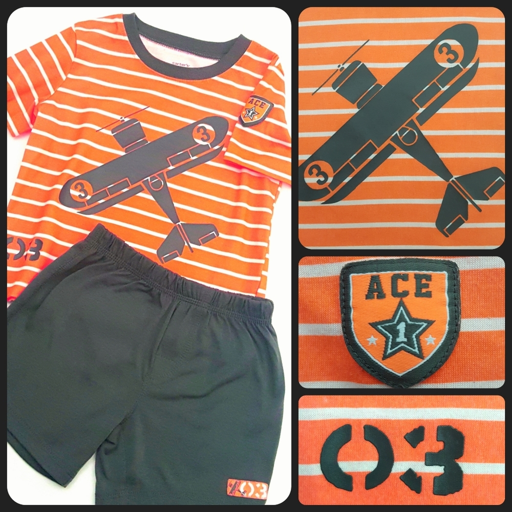 CARTER'S 4pc. Fly Racer Striped Short Set Lot - Picture 2 of 5